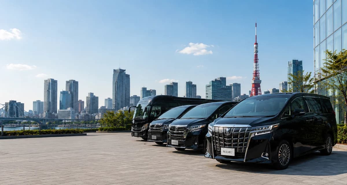 夜の東京を走る黒いロケバス